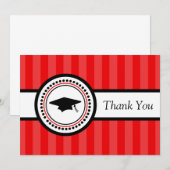 Stripes Graduation Cap Hartelijk dank (rood) Bedankkaart (Voorkant / Achterkant)