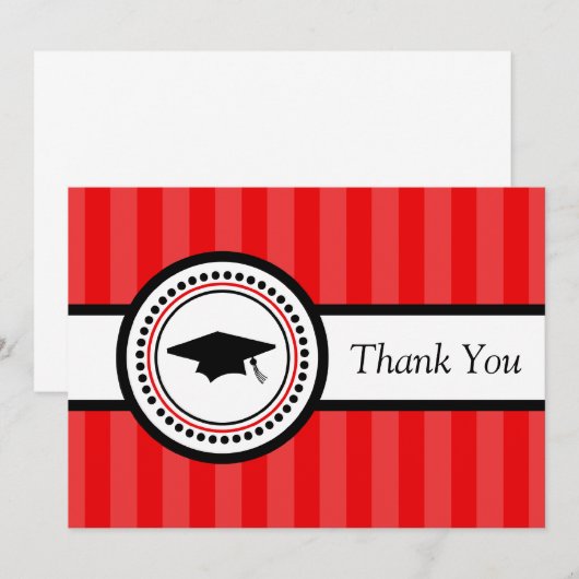 Stripes Graduation Cap Hartelijk dank (rood) Bedankkaart (Voorkant / Achterkant)