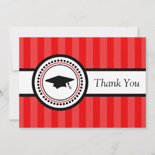 Stripes Graduation Cap Hartelijk dank (rood) Bedankkaart