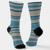 Stripes Gray and Blue Sokken (Gebogen)