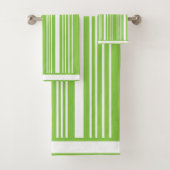 Stripes Green Limoen & White Bath Towel Set Bad Handdoek (Insitu)