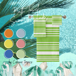 Stripes Green Limoen & White Bath Towel Set Bad Handdoek