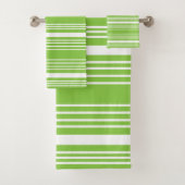 Stripes Green Limoen & White Bath Towel Set Bad Handdoek (Insitu)