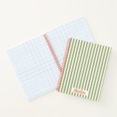 Stripes Green Red Retro Calligraphy Notitieboek (Binnen)