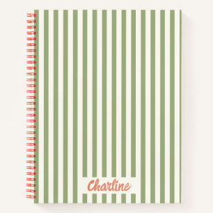 Stripes Green Red Retro Calligraphy Notitieboek