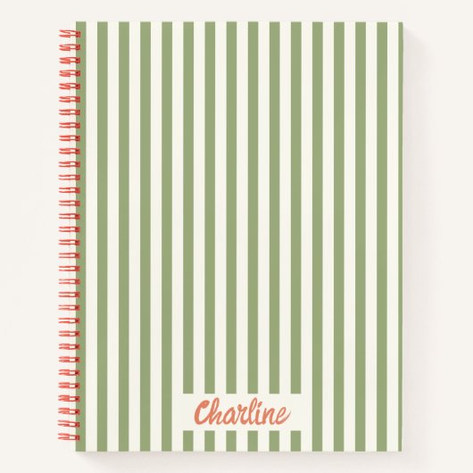 Stripes Green Red Retro Calligraphy Notitieboek (Voorkant)