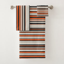 Stripes grijs Sinaasappel minimal Bad Handdoek