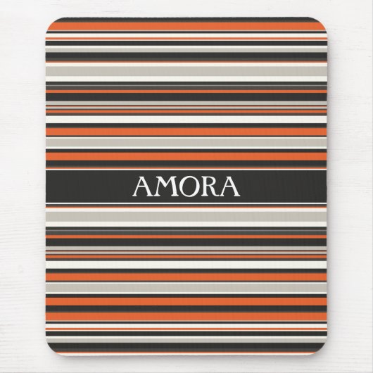 Stripes grijs Sinaasappel minimal Muismat (Voorkant)