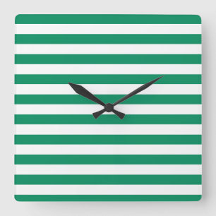 Stripes Groen & Wit Vierkante Klok