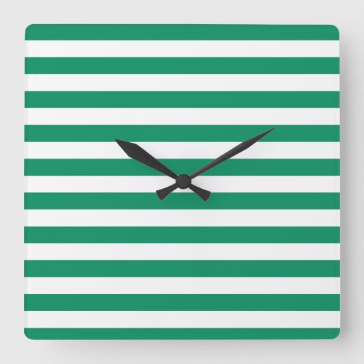 Stripes | Groen & Wit | | Vierkante Klok (Voorkant)