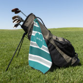 Stripes & Heart Pattern, aangepaste naam golfhandd Golfhanddoek (Groen)