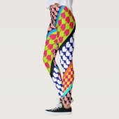 Stripes Hearts Diamonds Boho Gemengd ontwerp Leggings (Links)