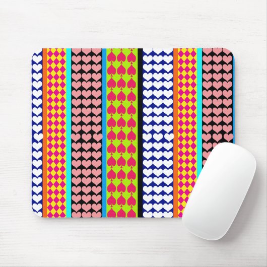 Stripes Hearts Diamonds Boho Gemengd ontwerp Muismat (Met muis)