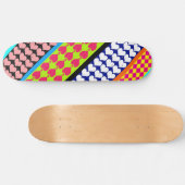 Stripes Hearts Diamonds Boho Gemengd ontwerp Persoonlijk Skateboard (Horizontaal)