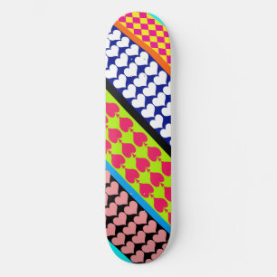 Stripes Hearts Diamonds Boho Gemengd ontwerp Persoonlijk Skateboard