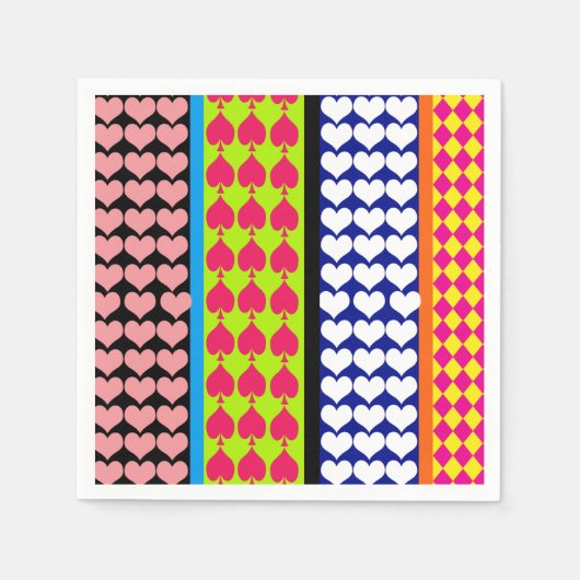 Stripes Hearts Diamonds Boho Gemengd ontwerp Servet (Voorkant)
