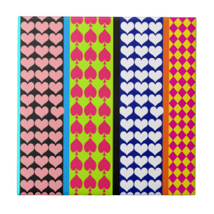 Stripes Hearts Diamonds Boho Gemengd ontwerp Tegeltje