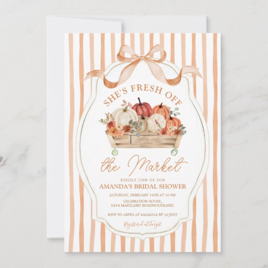 Stripes Herfst Ze is van de markt Vrijgezellenfees Kaart (Voorkant)