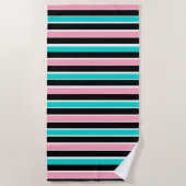 Stripes in Black Pink and Blue Strandlaken (Voorkant)