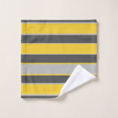Stripes in licht en donkergrijs, mosterdgeel bad handdoek (Wasdoekje)