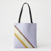 Stripes in natuurlijke kleuren op bleek blauw lila tote bag (Voorkant)