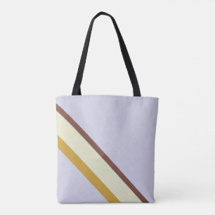 Stripes in natuurlijke kleuren op bleek blauw lila tote bag