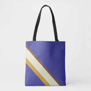 Stripes in natuurlijke kleuren op kobaltblauw tote bag