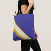 Stripes in natuurlijke kleuren op kobaltblauw tote bag (Dichtbij)