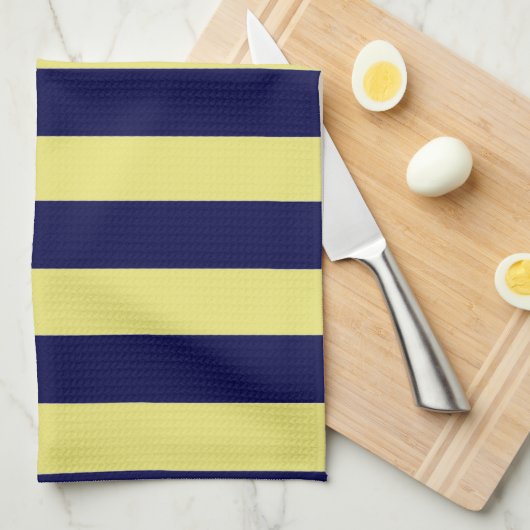 Stripes in Navy Blue and Yellow Theedoek (Quarter Fold)