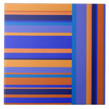 Stripes in Oranje en blauw gestreept patroon