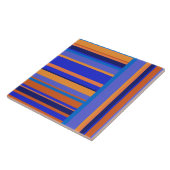 Stripes in Oranje en blauw gestreept patroon Tegeltje (Zijkant)