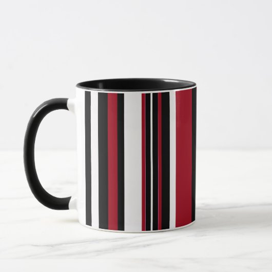 Stripes in rood zwart en wit mok (Links)