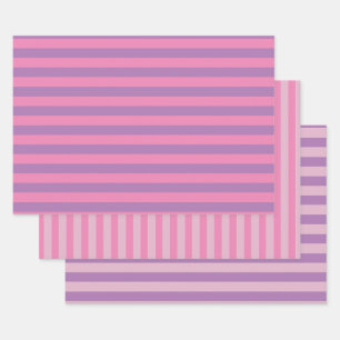 Stripes in roze set van 3  inpakpapier vel