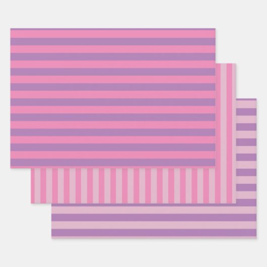 Stripes in roze set van 3  inpakpapier vel (Set)