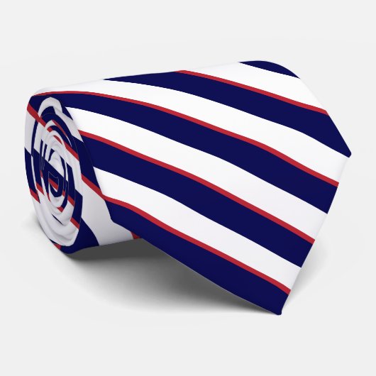 Stripes in wit, rood en marineblauw stropdas (Opgerold)
