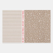 Stripes, kerstbomen, sneeuwbruin kraftpapier inpakpapier vel (Voorkant 2)