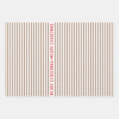 Stripes, kerstbomen, sneeuwbruin kraftpapier inpakpapier vel (Voorkant)
