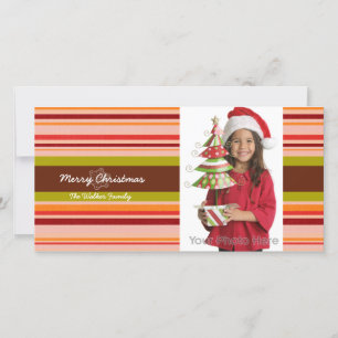 Stripes kerstfeestfotokaart feestdagenkaart