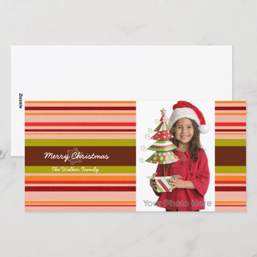 Stripes kerstvakantie fotokaart feestdagenkaart (Voorkant / Achterkant)
