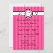Stripes Law School Graduation Invitations Hot Pink Kaart (Voorkant)