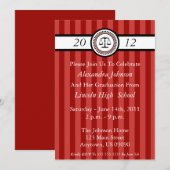 Stripes Law School Graduation Invitations (Maroon) Kaart (Voorkant / Achterkant)