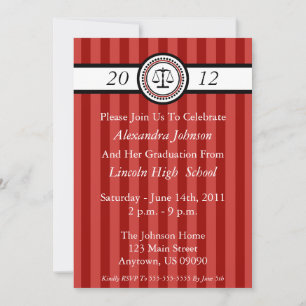 Stripes Law School Graduation Invitations (Maroon) Kaart