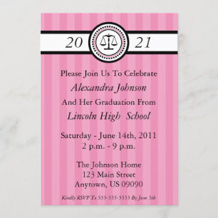 Stripes Law School Graduation Invitations (roze) Kaart