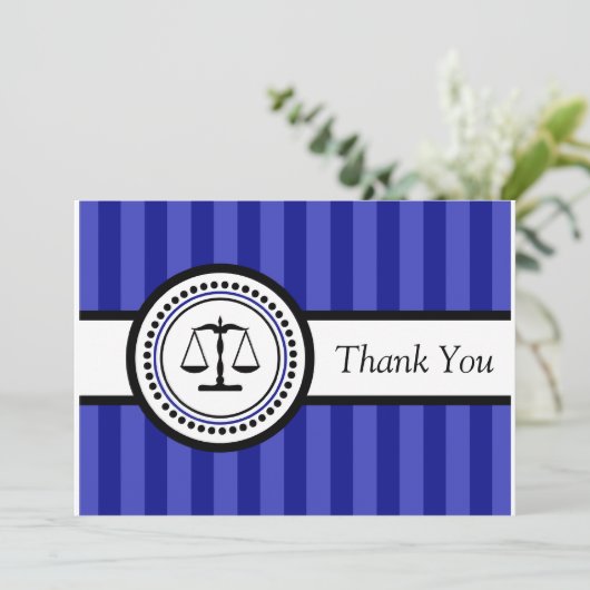 Stripes Legal Scales Hartelijk dank (Navy Blue) Bedankkaart (Staand voorkant)