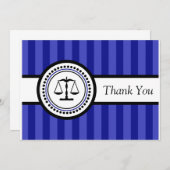 Stripes Legal Scales Hartelijk dank (Navy Blue) Bedankkaart (Voorkant / Achterkant)