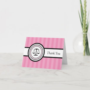 Stripes Legal Scales Hartelijk dank (roze) Bedankkaart