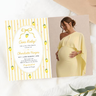 Stripes Lemon Ciao Baby Baby Shower Uitnodiging