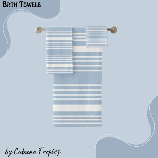 Stripes Light Blue & White Bath Towel Set Bad Handdoek