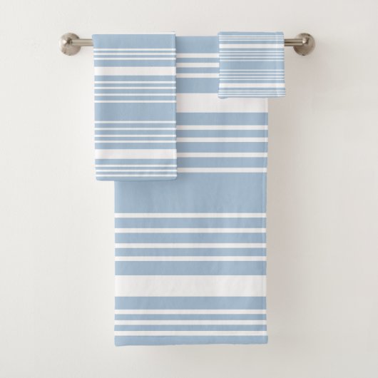 Stripes Light Blue & White Bath Towel Set Bad Handdoek (Insitu)