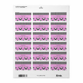 Stripes, lijnen, zigzag, Chevron, zwart, roze Etiket (Full Sheet)